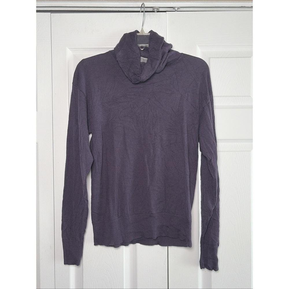 Obermeyer Cowl‎ Neck Sweater Womens Size L Purple Merino Wool Knit Pullover Cozy